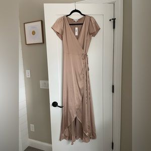 Baltic Born Krystal Satin Wrap Gown